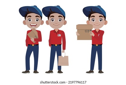 Delivery staff with different poses