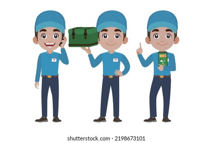 Delivery staff with different poses