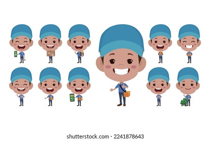 Delivery staff with different poses