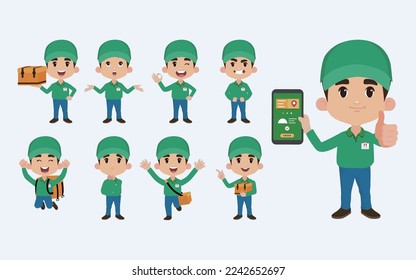 Delivery staff with different poses