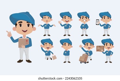 Delivery staff with different poses