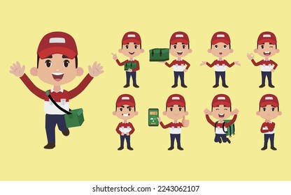 Delivery staff with different poses