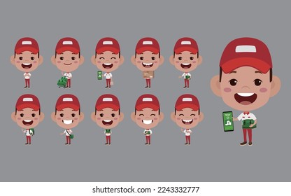 Delivery staff with different poses