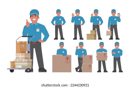 Delivery staff with different poses