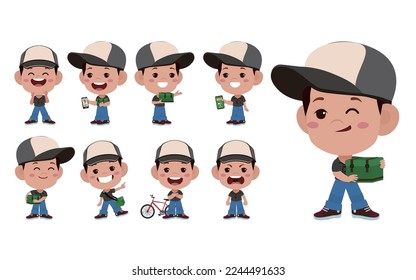 Delivery staff with different poses