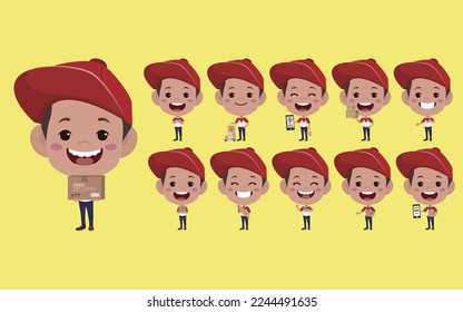 Delivery staff with different poses