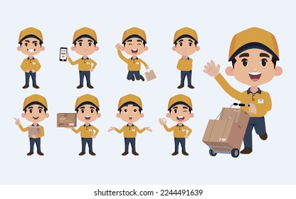 Delivery staff with different poses