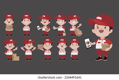 Delivery staff with different poses