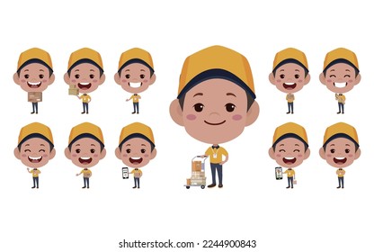 Delivery staff with different poses