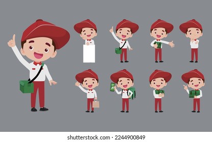 Delivery staff with different poses