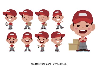 Delivery staff with different poses