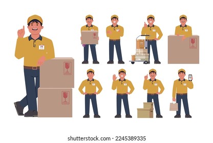 Delivery staff with different poses