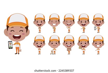 Delivery staff with different poses