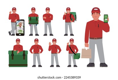 Delivery staff with different poses