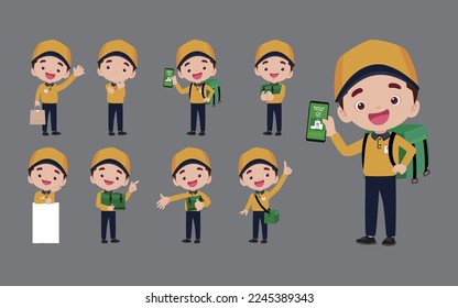 Delivery staff with different poses