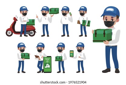 Delivery staff with masks concept