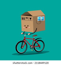 Delivery staff put products in cycling bags to deliver to customers according to the customer's order location. Flat vector illustration design