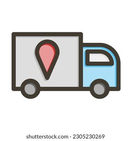 Diseño de iconos de colores llenos de la línea gruesa del vector de estado de entrega