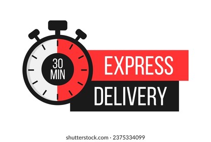 Delivery. Stopwatch. Online express delivery service, online order tracking. Vector illustration