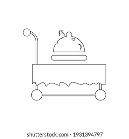 Delivery table icon, restaurant food delivery table icon. Table with wheel, moving table icon.