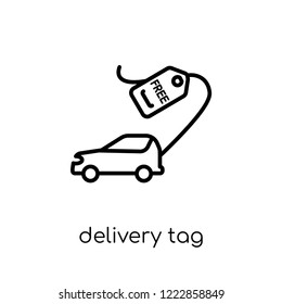 delivery tag icon. Trendy modern flat linear vector delivery tag icon on white background from thin line Delivery and logistic collection, outline vector illustration