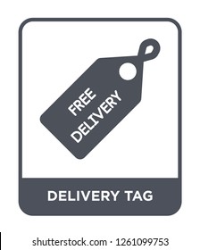 delivery tag icon vector on white background, delivery tag trendy filled icons from Delivery and logistic collection, delivery tag simple element illustration
