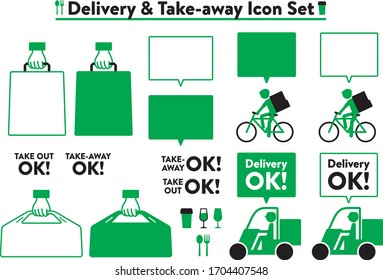 Delivery & take-away icon set 