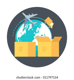 Delivery theme, flat style, colorful, vector icon for info graphics, websites, mobile and print media.