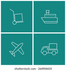 delivery thin line icon set