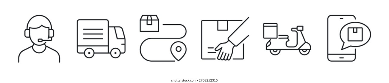 Delivery thin line icon set. Web minimal icons