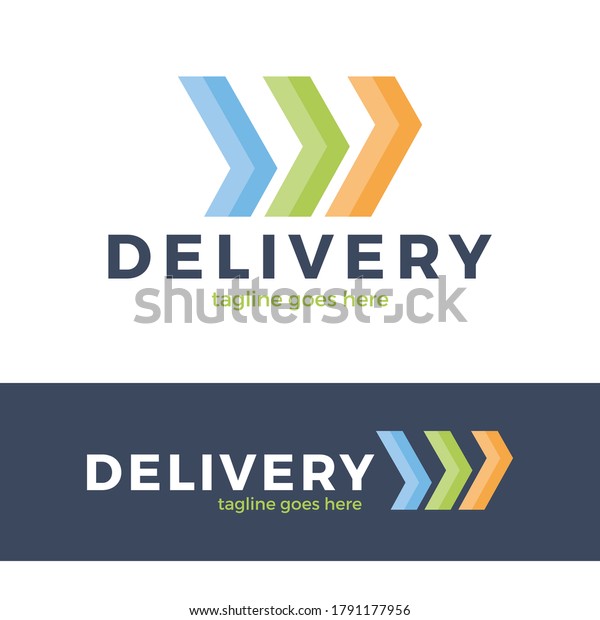 Delivery three Arrow vector Logo. Colorful line\
style. Agency,\
logistic.