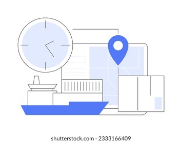 Delivery time abstract concept vector illustration. Time when an item is delivered to customer, third-party logistics, fulfillment centers, foreign trade, export business abstract metaphor.
