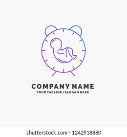 delivery, time, baby, birth, child Purple Business Logo Template. Place for Tagline