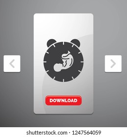 delivery, time, baby, birth, child Glyph Icon in Carousal Pagination Slider Design & Red Download Button