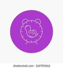delivery, time, baby, birth, child White Line Icon in Circle background. vector icon illustration