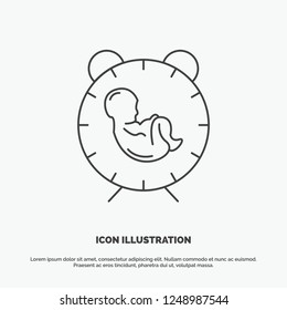 delivery, time, baby, birth, child Icon. Line vector gray symbol for UI and UX, website or mobile application