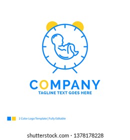 delivery, time, baby, birth, child Blue Yellow Business Logo template. Creative Design Template Place for Tagline.