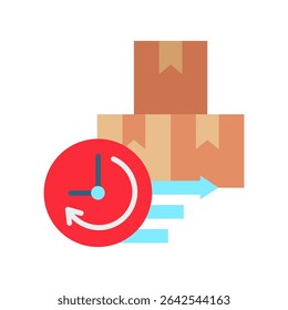 Delivery Time flat color, mini illustration icon. use for modern concept, print, UI, UX kit, web and app development. Vector related to product offering, marketing, business.