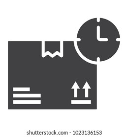 Delivery Time glyph icon, logistic and delivery, clock sign vector graphics, a solid pattern on a white background, eps 10.