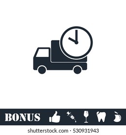 Delivery time icon flat. Vector illustration symbol and bonus pictogram