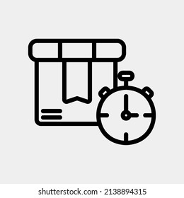Icono de tiempo de entrega en el estilo de línea sobre el viernes negro, uso para presentación de aplicaciones móviles del sitio web
