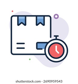 Icono de tiempo de entrega que representa el tiempo de pedido, la entrega de paquetes y la logística