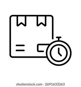 Icono de tiempo de entrega que representa el tiempo de pedido, la entrega de paquetes y la logística