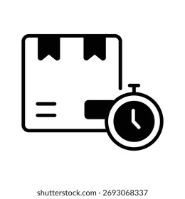 Icono de tiempo de entrega que representa el tiempo de pedido, la entrega de paquetes y la logística