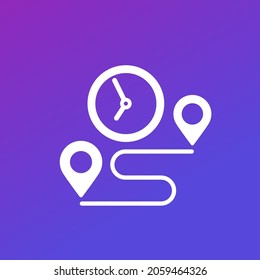 delivery time icon with route and clock