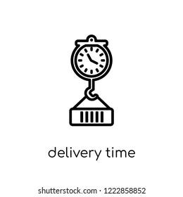 delivery time icon. Trendy modern flat linear vector delivery time icon on white background from thin line Delivery and logistic collection, outline vector illustration