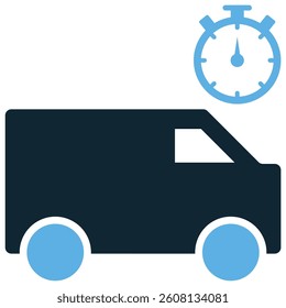 Delivery time icon vector. Symbol for schedule, shipping, delivery, tracking, express. Ideal for app, website, infographic, and logistics service design. Simple modern vector illustration.