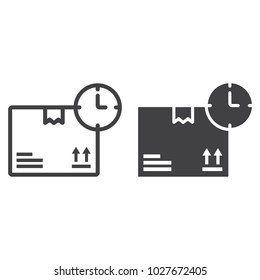 Delivery Time line and glyph icon, logistic and delivery, clock sign vector graphics, a linear pattern on a white background, eps 10.