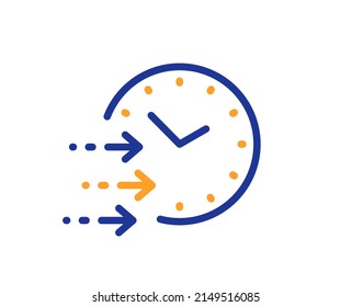 Icono de línea de tiempo de entrega. Señal de correo urgente. Símbolo de envío rápido. Concepto colorido del contorno de línea delgada. Icono de tiempo de entrega de estilo lineal. Trazo editable. Vector