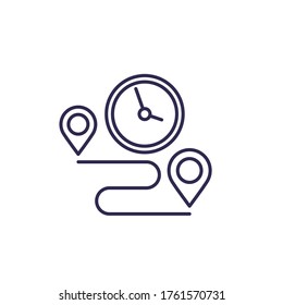 icono de línea de tiempo de entrega en blanco